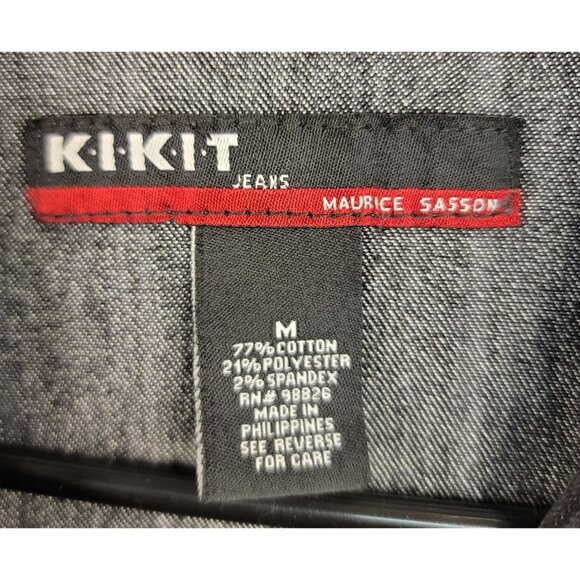 KiKit Maurice Sasson Womens Gray Denim Blazer Jacket M Cotton Light Distress - Picture 8 of 11